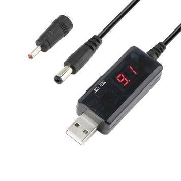 Кабель інвертор підвищуючий на 9-12В для роутера USBx5.5x2.1 від PowerBank (AR-0000412) AR-0000412 фото